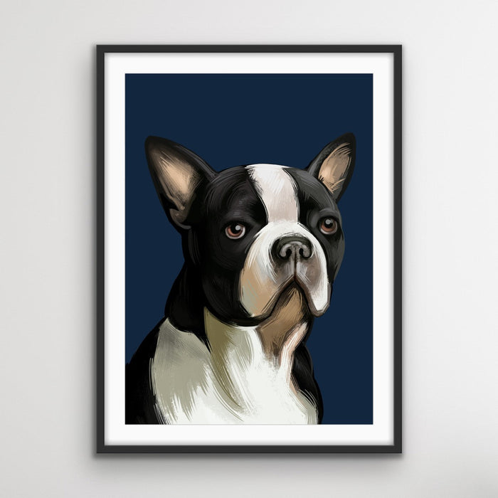 Boston Terrier Dog Art Print Stretched Canvas Wall Art, Wall Art, Ozark Home 