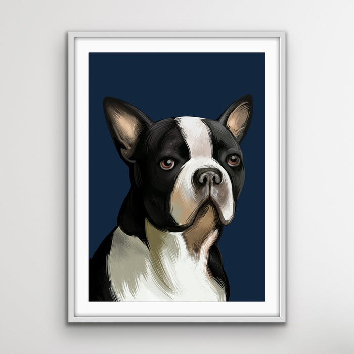 Boston Terrier Dog Art Print Stretched Canvas Wall Art, Wall Art, Ozark Home 