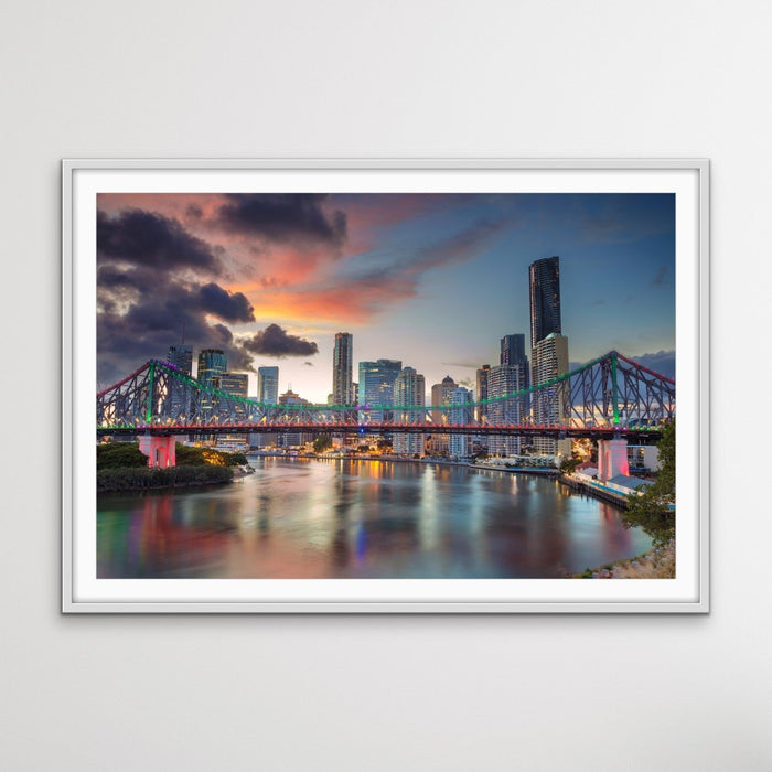 Brisbane At Night - Story Bridge Brisbane RIver Photographic Art Print, Wall Art, Ozark Home 