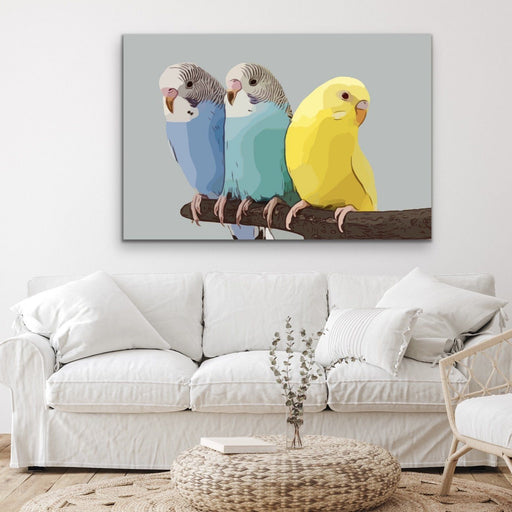 Budgies - Budgerigar and Canary Bright Contemporary Bird Print, Wall Art, Ozark Home 