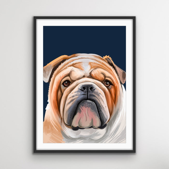 Bulldog Art Print Stretched Canvas Wall Art, Wall Art, Ozark Home 