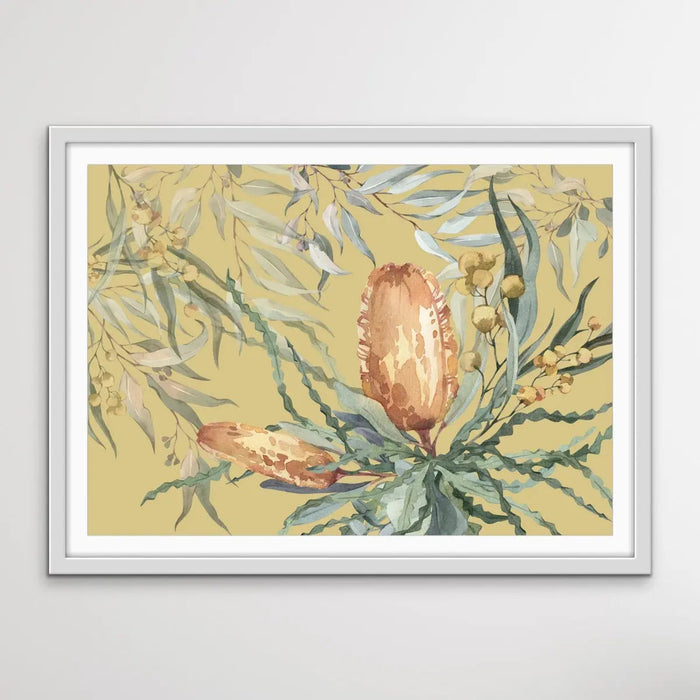 Bush Banksia - Australian Native Flower Original Artwork Canvas or Art Print, Wall Art, Ozark Home 