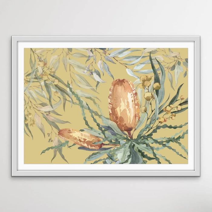 Bush Banksia - Australian Native Flower Original Artwork Canvas or Art Print, Wall Art, Ozark Home 