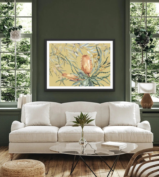 Bush Banksia - Australian Native Flower Original Artwork Canvas or Art Print, Wall Art, Ozark Home 