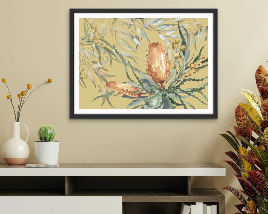 Bush Banksia - Australian Native Flower Original Artwork Canvas or Art Print, Wall Art, Ozark Home 