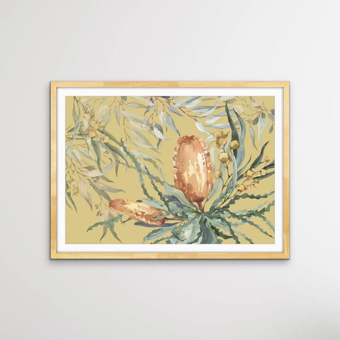 Bush Banksia - Australian Native Flower Original Artwork Canvas or Art Print, Wall Art, Ozark Home 