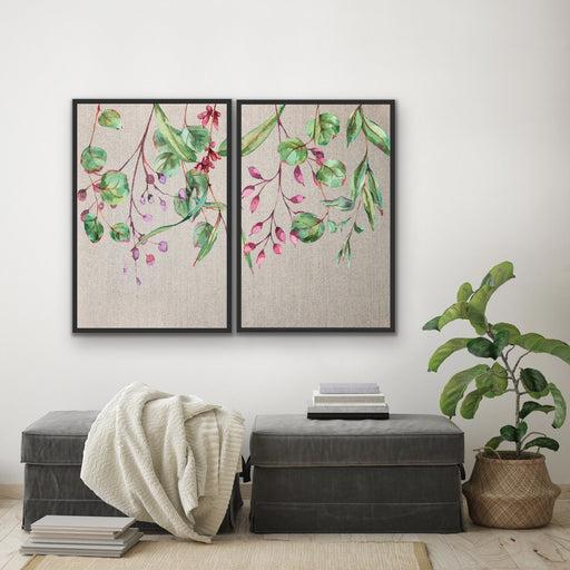 Bush Dreaming - Two Piece Eucalyptus Watercolour Stretched Canvas Framed Wall Art, Wall Art, Ozark Home 