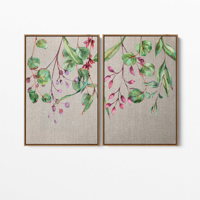 Bush Dreaming - Two Piece Eucalyptus Watercolour Stretched Canvas Framed Wall Art, Wall Art, Ozark Home 