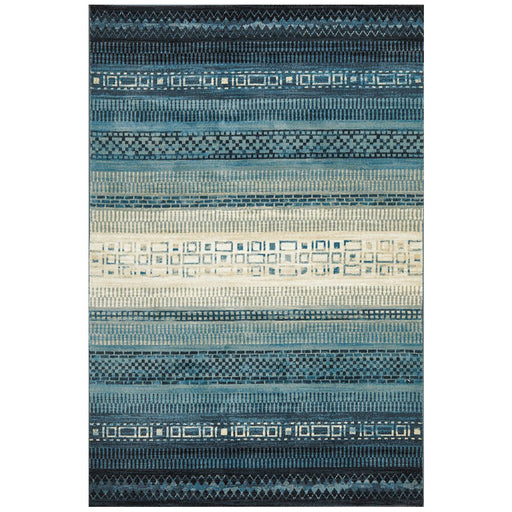 Giza Blue Aztec Strip Pattern Contemporary Rug, Rugs, Ozark Home 