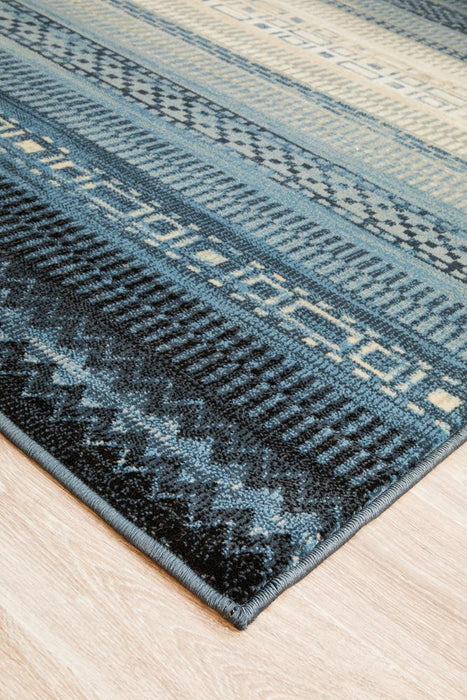 Giza Blue Aztec Strip Pattern Contemporary Rug, Rugs, Ozark Home 