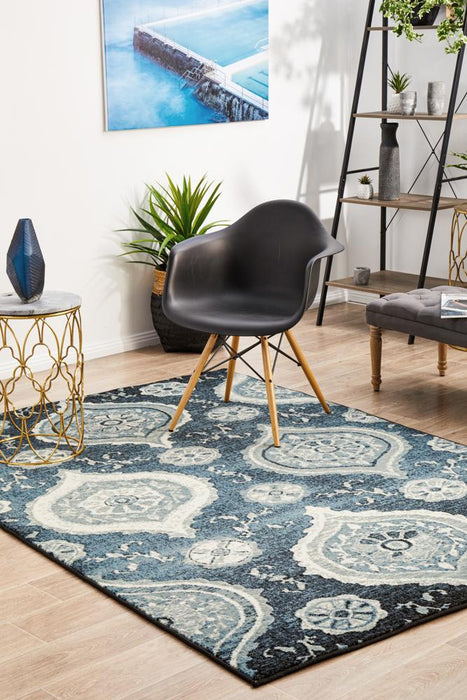 Giza Navy Charm Pattern Contemporary Rug, Rugs, Ozark Home 