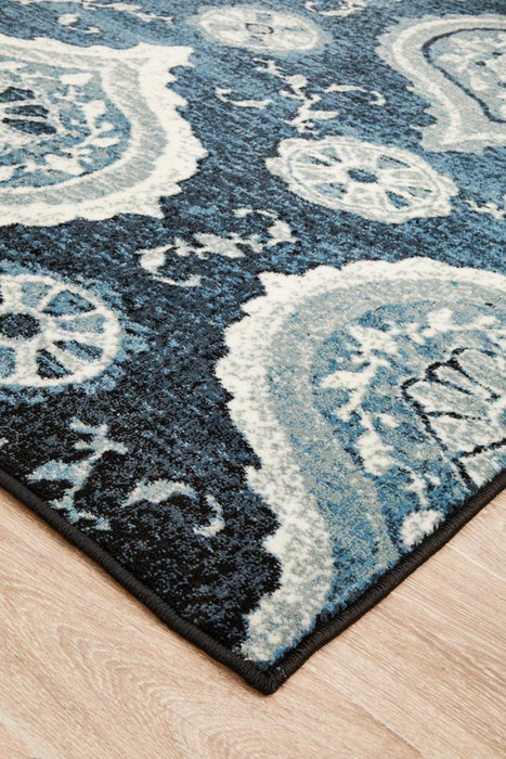 Giza Navy Charm Pattern Contemporary Rug, Rugs, Ozark Home 