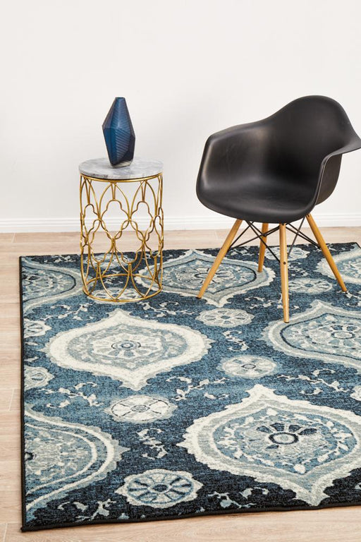 Giza Navy Charm Pattern Contemporary Rug, Rugs, Ozark Home 