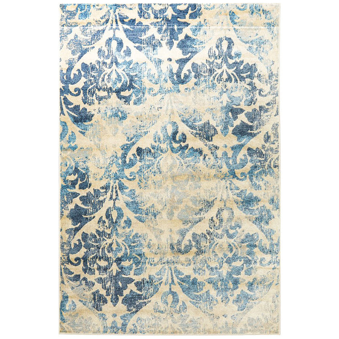 Giza Bone & Blue Faded Pattern Rug, Rugs, Ozark Home 