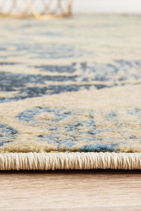 Giza Bone & Blue Faded Pattern Rug, Rugs, Ozark Home 