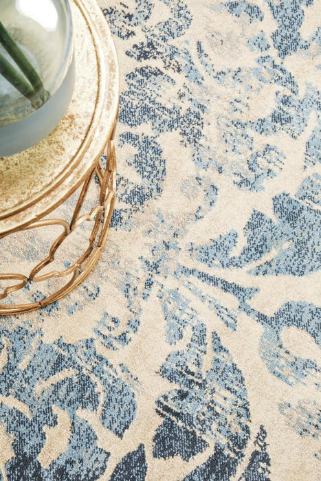 Giza Bone & Blue Faded Pattern Rug, Rugs, Ozark Home 