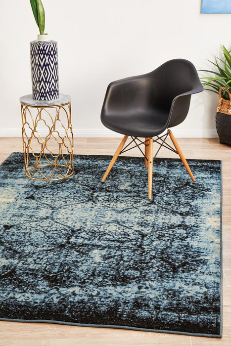 Giza Navy Faded Honeycomb Pattern Contemporary Rug, Rugs, Ozark Home 