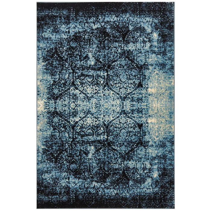 Giza Navy Faded Honeycomb Pattern Contemporary Rug, Rugs, Ozark Home 