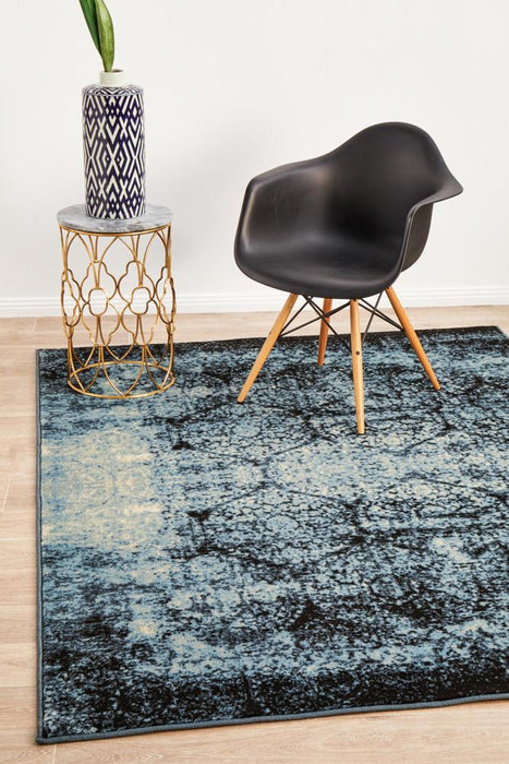 Giza Navy Faded Honeycomb Pattern Contemporary Rug, Rugs, Ozark Home 