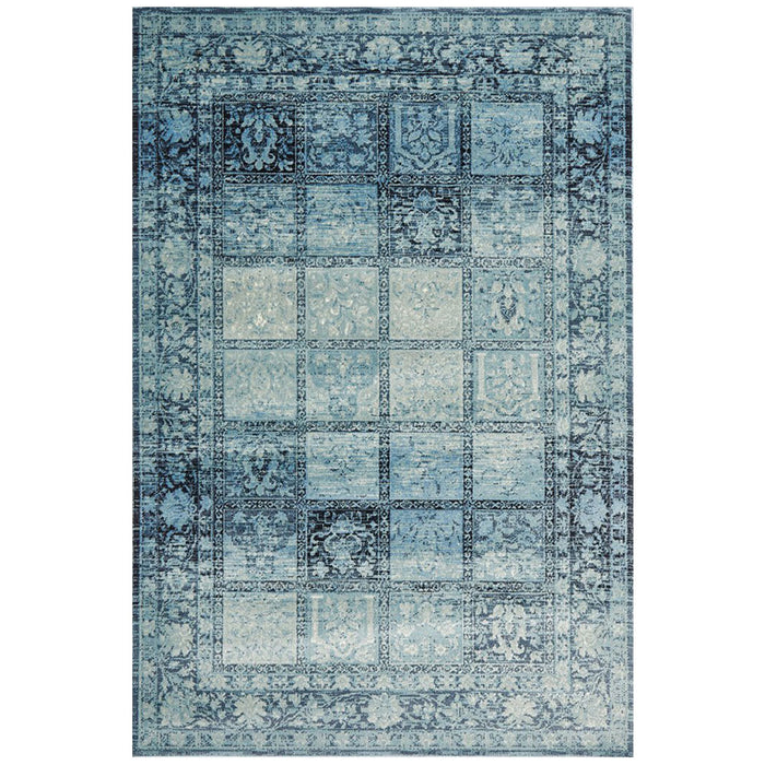 Giza Blue Aztec Grid Pattern Contemporary Rug, Rugs, Ozark Home 