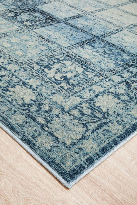 Giza Blue Aztec Grid Pattern Contemporary Rug, Rugs, Ozark Home 