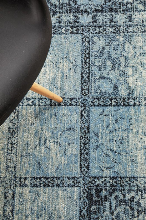 Giza Blue Aztec Grid Pattern Contemporary Rug, Rugs, Ozark Home 