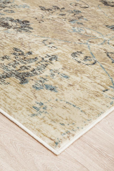 Giza Bone Distressed Floral Medallion Contemporary Rug, Rugs, Ozark Home 