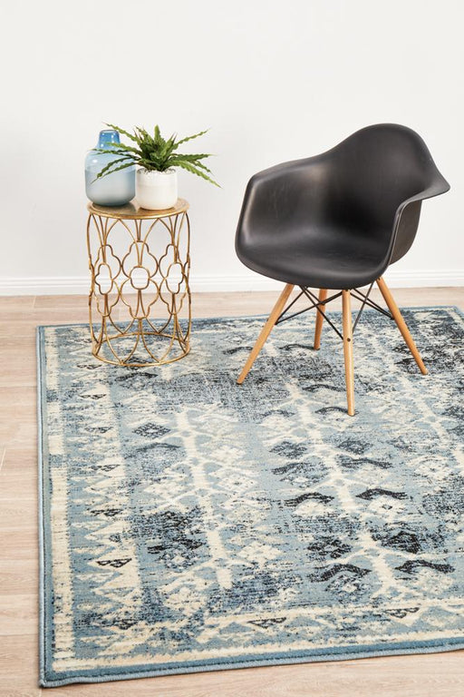 Giza Blue Aztec Pattern Contemporary Rug, Rugs, Ozark Home 