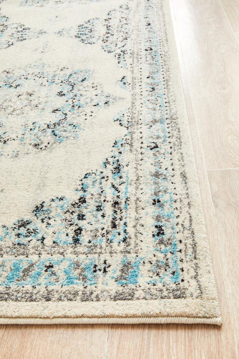 Cesme White Faded Medallion Contemporary Runner Rug, Rugs, Ozark Home 