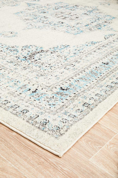 Cesme White Faded Medallion Contemporary Rug, Rugs, Ozark Home 