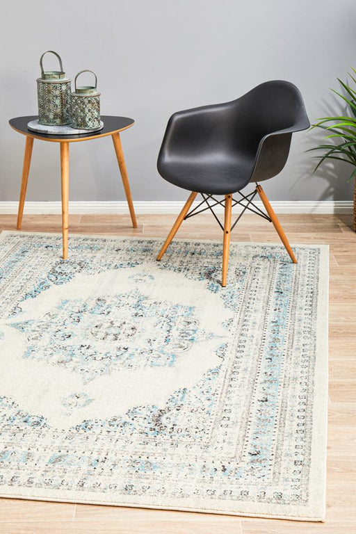 Cesme White Faded Medallion Contemporary Rug, Rugs, Ozark Home 