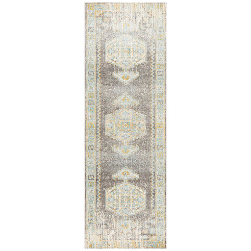 Cesme Grey Faded Medallion Contemporary Runner Rug, Rugs, Ozark Home 