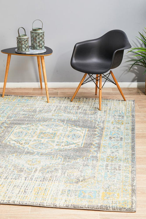 Cesme Grey Faded Medallion Contemporary Rug, Rugs, Ozark Home 