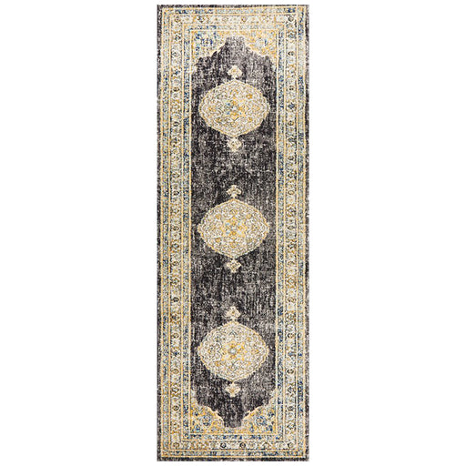 Cesme Charcoal Faded Medallion Contemporary Runner Rug, Rugs, Ozark Home 