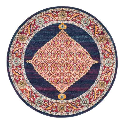 Cesme Royal Blue Round Medallion Contemporary Rug, Rugs, Ozark Home 