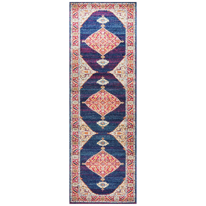 Cesme Royal Blue Medallion Contemporary Runner Rug, Rugs, Ozark Home 