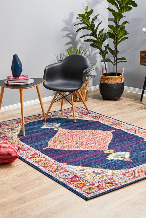 Cesme Royal Blue Medallion Contemporary Rug, Rugs, Ozark Home 