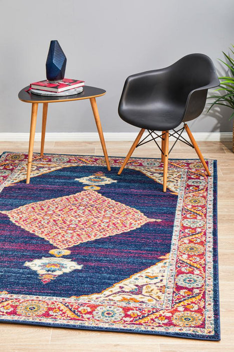 Cesme Royal Blue Medallion Contemporary Rug, Rugs, Ozark Home 