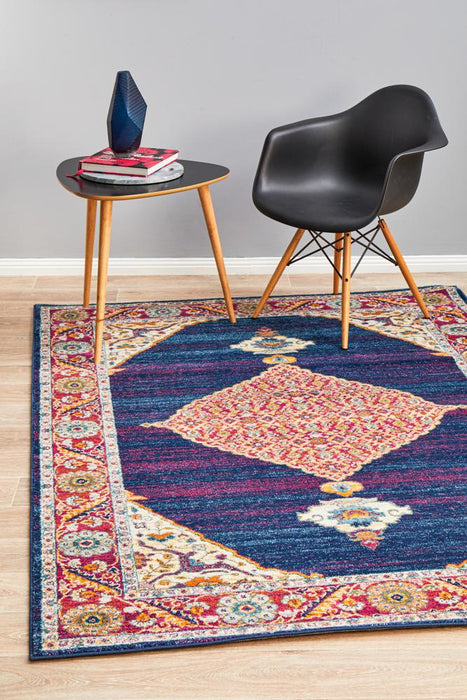 Cesme Royal Blue Medallion Contemporary Rug, Rugs, Ozark Home 