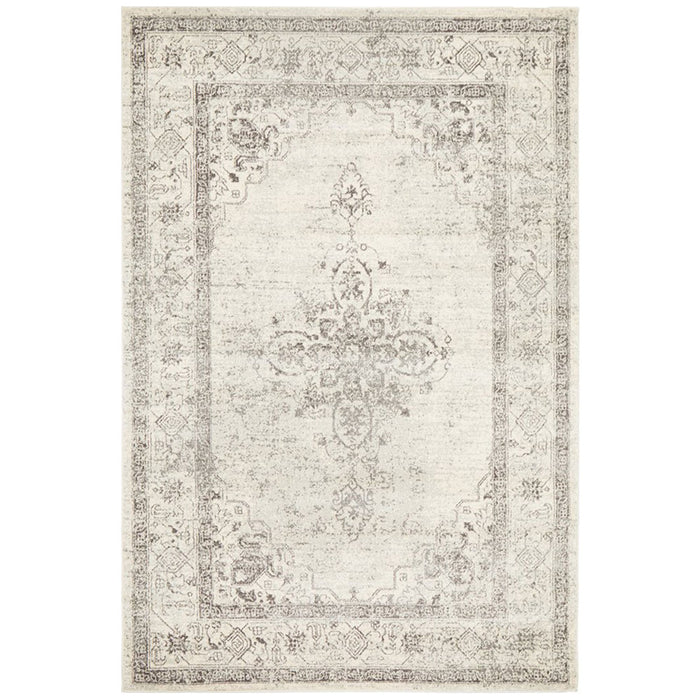 Cesme Silver Floral Motif Contemporary Rug, Rugs, Ozark Home 