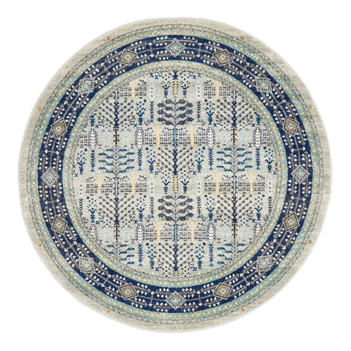 Cesme Blue Round Intrinsic Geometric Contemporary Rug, Rugs, Ozark Home 