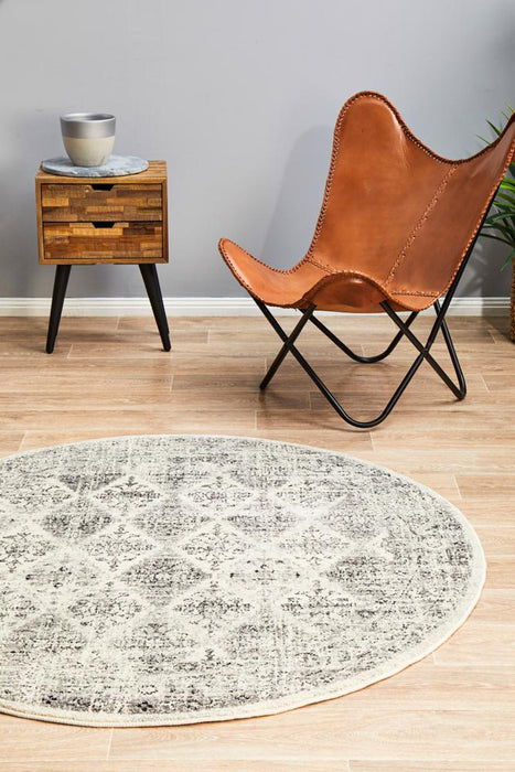 Cesme Grey Round Faded Diamond Contemporary Rug, Rugs, Ozark Home 