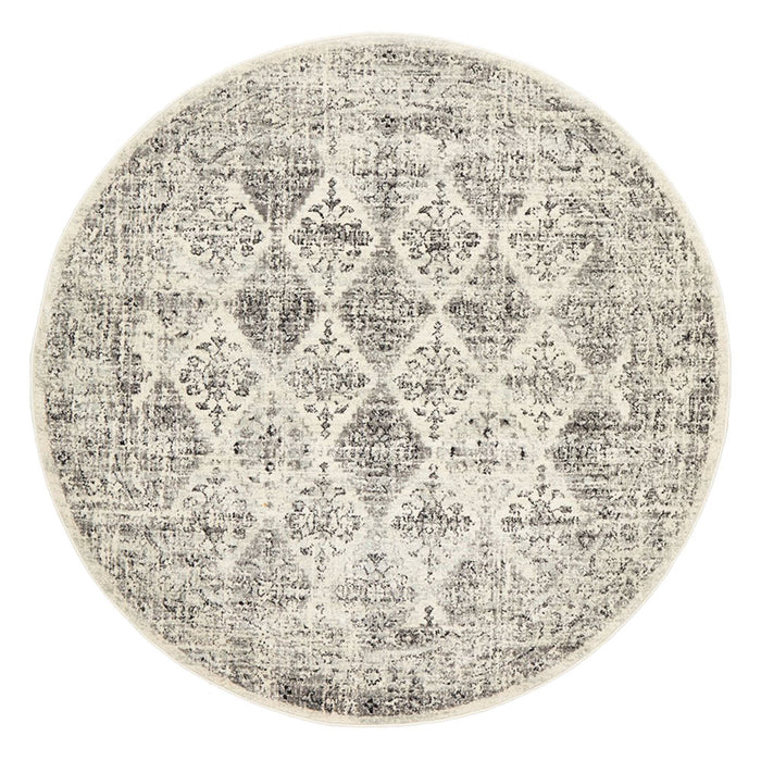 Cesme Grey Round Faded Diamond Contemporary Rug, Rugs, Ozark Home 