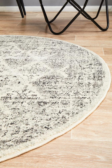 Cesme Grey Round Faded Diamond Contemporary Rug, Rugs, Ozark Home 