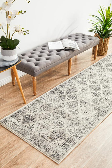 Cesme Grey Faded Diamond Contemporary Runner Rug, Rugs, Ozark Home 