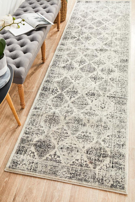 Cesme Grey Faded Diamond Contemporary Runner Rug, Rugs, Ozark Home 