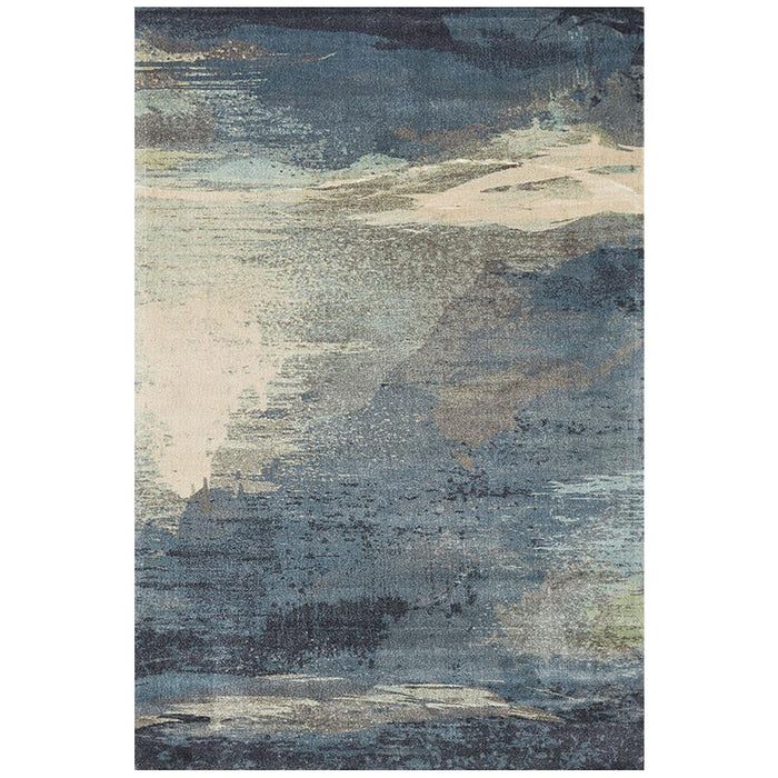 Cao Blue Abstract Print Contemporary Rug, Rugs, Ozark Home 