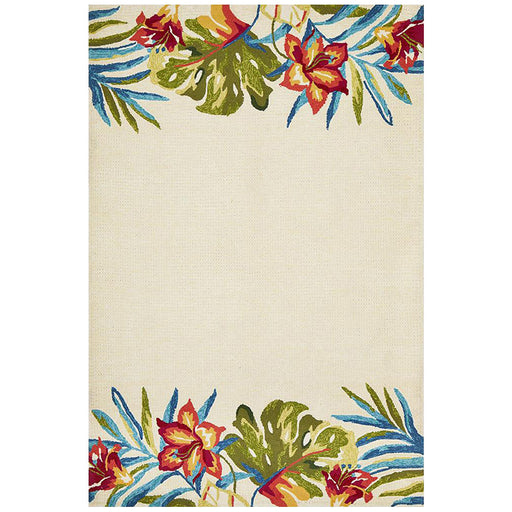 Chalu Ivory Tropical Print Contemporary Indoor/Outdoor Rug, Rugs, Ozark Home 