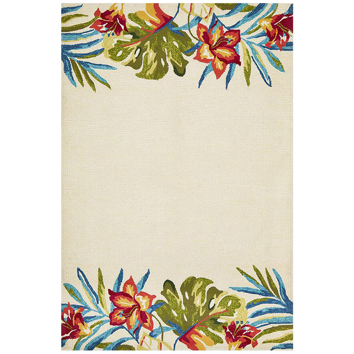 Chalu Ivory Tropical Print Contemporary Indoor/Outdoor Rug, Rugs, Ozark Home 