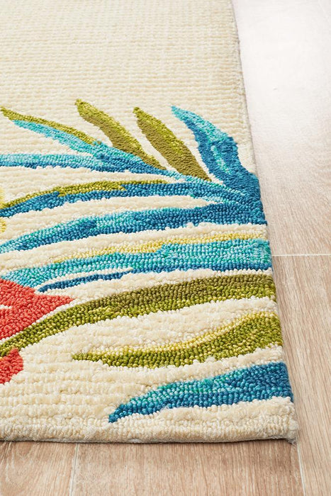 Chalu Ivory Tropical Print Contemporary Indoor/Outdoor Rug, Rugs, Ozark Home 